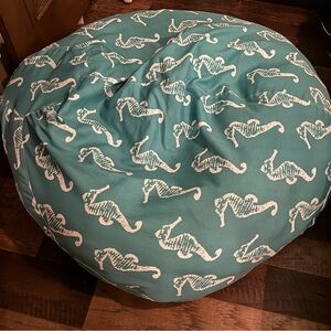 Teal Bean Bag with Seahorse Pattern